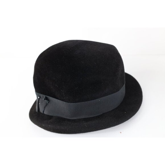 Vtg 50s 60s Streetwear Genuine Animal Fur Cloche Hat Cap Black Womens Medium USA main image 7